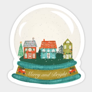 Merry Christmas Snow Globe Sticker